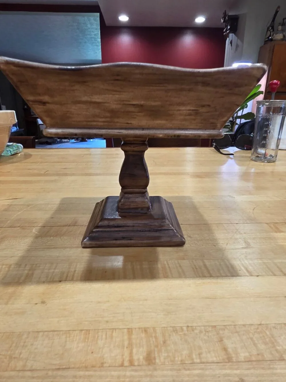 Large Vintage Atlantic Mold Faux Bois Ceramic Pedestal Centerpiece